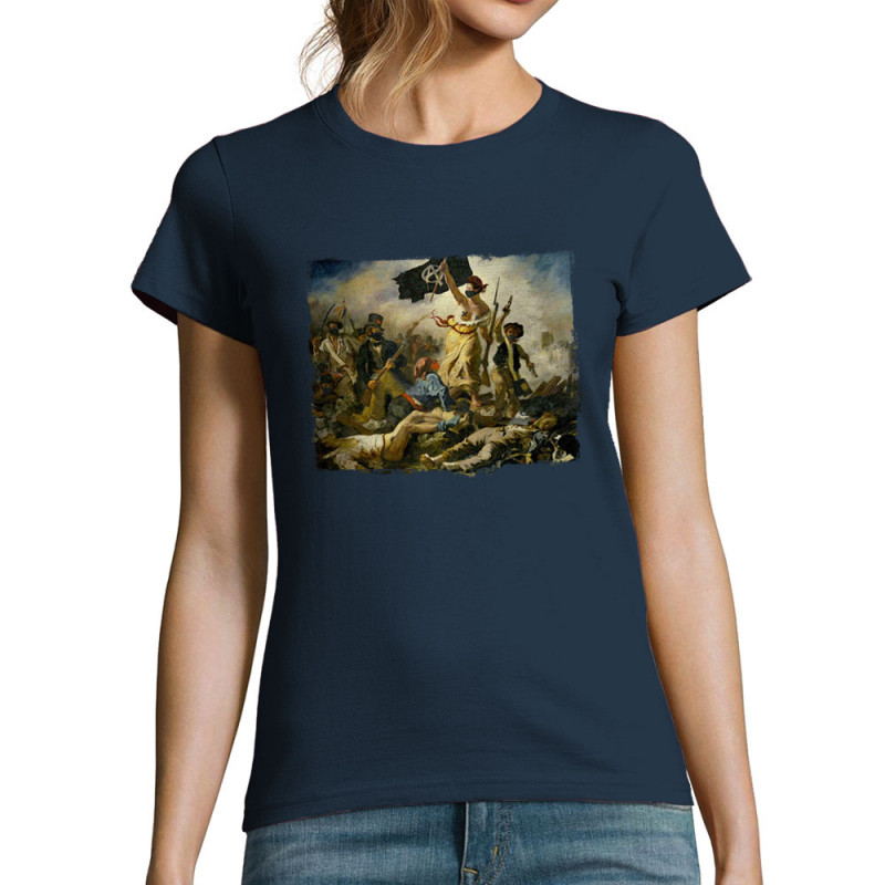 T-shirt femme bleu marine Viva la revolution (Gondrax,Humour,Slogans engagés)