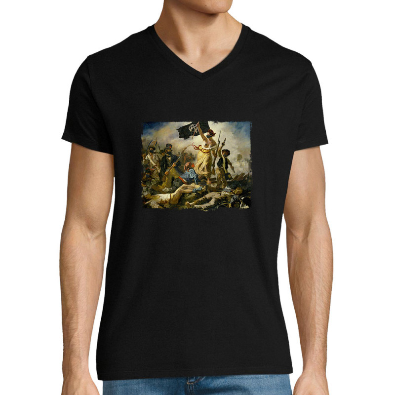 T-shirt homme col V noir Viva la revolution (Gondrax,Humour,Slogans engagés)