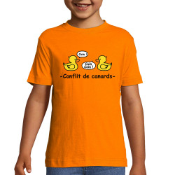 T-shirt enfant orange Conflit de canards (Animaux,Humour,El Zorro)