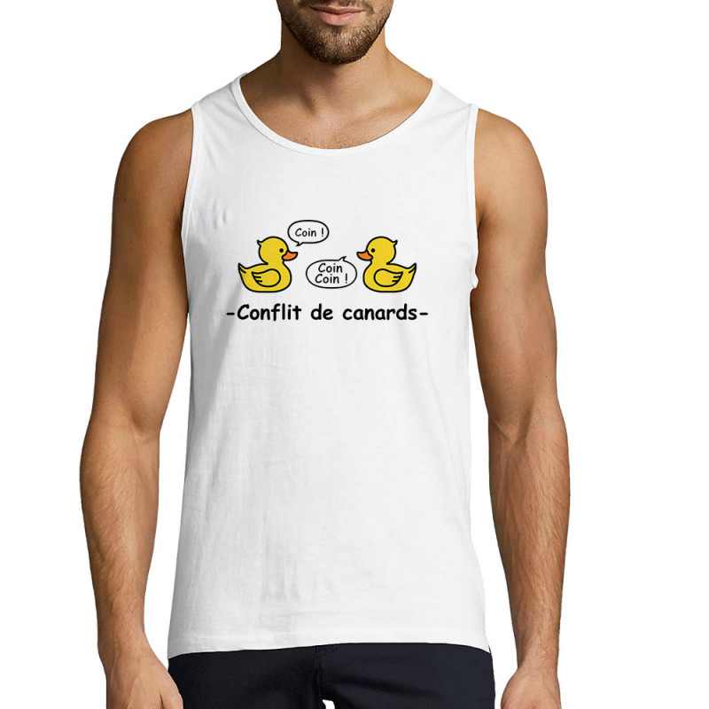 Débardeur homme blanc Conflit de canards (Animaux,Humour,El Zorro)