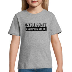 T-shirt enfant gris chiné Intelligente Asymptomatique (Gondrax,Humour,Slogans Débiles)