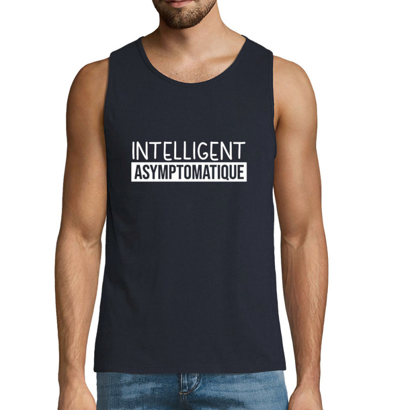 Débardeur homme bleu marine Intelligent Asymptomatique (Gondrax,Humour,Slogans Débiles)