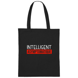 Sac shopping en toile noir Intelligent Asymptomatique (Gondrax,Humour,Slogans Débiles)