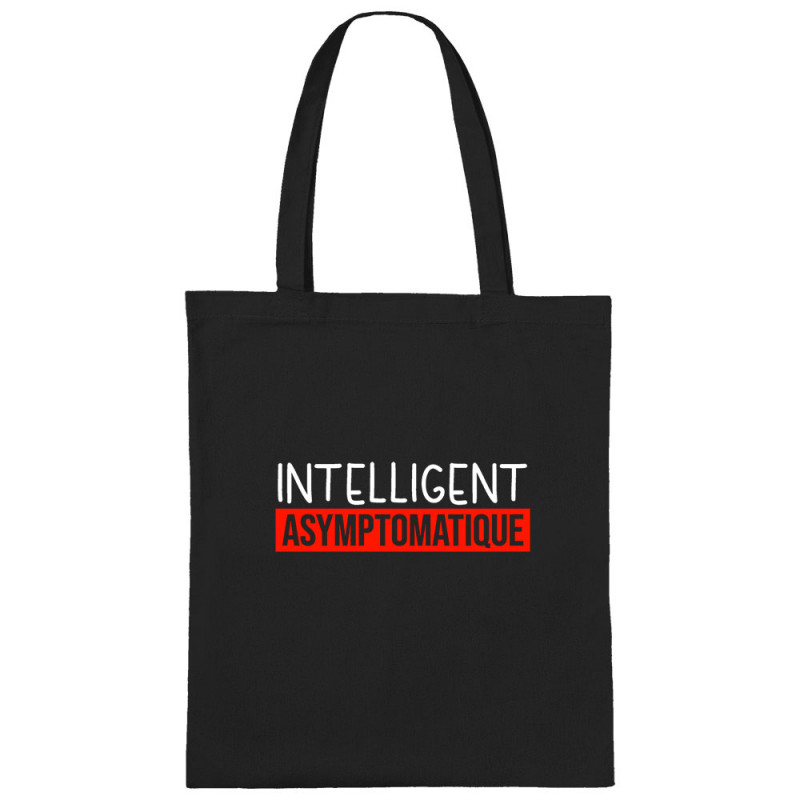 Sac shopping en toile noir Intelligent Asymptomatique (Gondrax,Humour,Slogans Débiles)