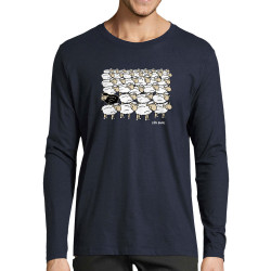 T-shirt homme manches longues bleu marine Stay Rebel Moutons (Gondrax,Animaux,Humour)