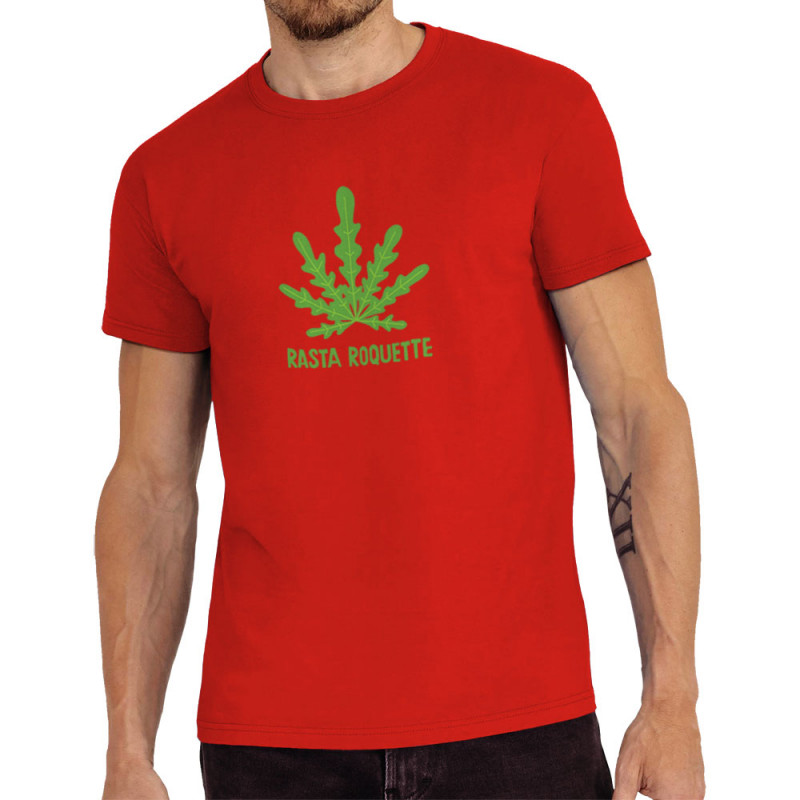 Tee-shirt homme rouge Rasta Roquette (Alex Kidd,Humour,Reggae)