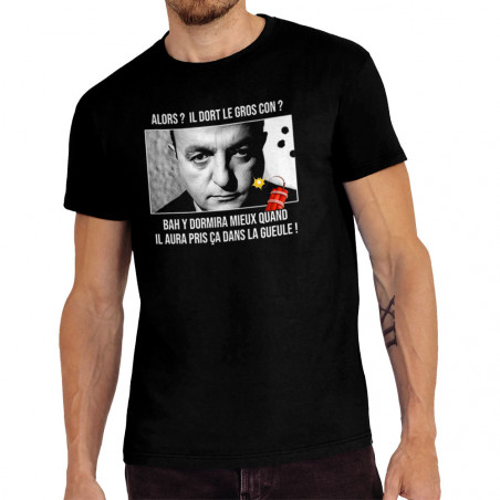 Tee-shirt homme noir Il dort le gros con (Films/Séries,Les Tontons Flingueurs)