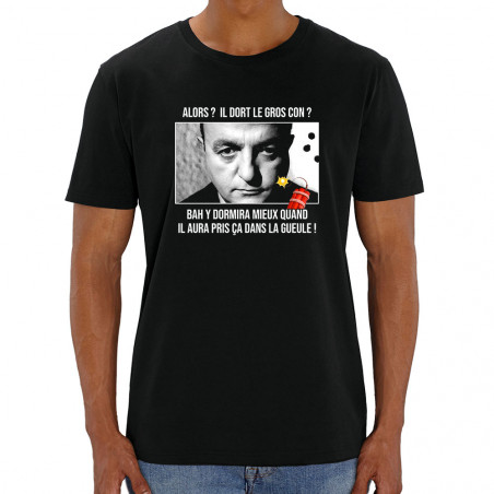 T-shirt homme coton bio noir Il dort le gros con (Films/Séries,Les Tontons Flingueurs)