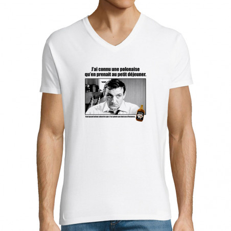T-shirt homme col V blanc Une polonaise (Films/Séries,Les Tontons Flingueurs)