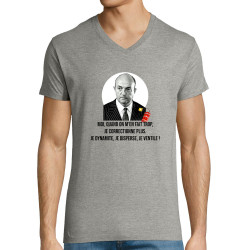 T-shirt homme col V gris chiné Je dynamite (Gondrax,Films/Séries,Les Tontons Flingueurs)