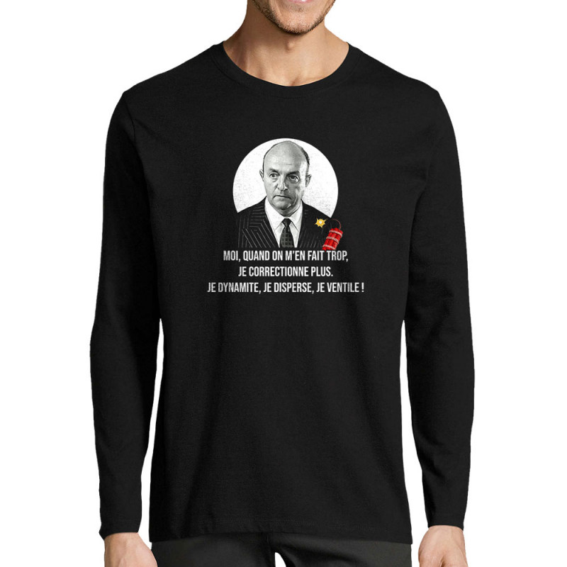 T-shirt homme manches longues noir Je dynamite (Gondrax,Films/Séries,Les Tontons Flingueurs)