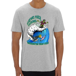 T-shirt homme coton bio gris chiné Surfing Over Tsunamis (Washington Dead Cats,Skate)