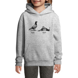 Sweat enfant à capuche gris chiné Pigeon Pigeoff (Gondrax,Les Bébêtes,Humour,Animaux)