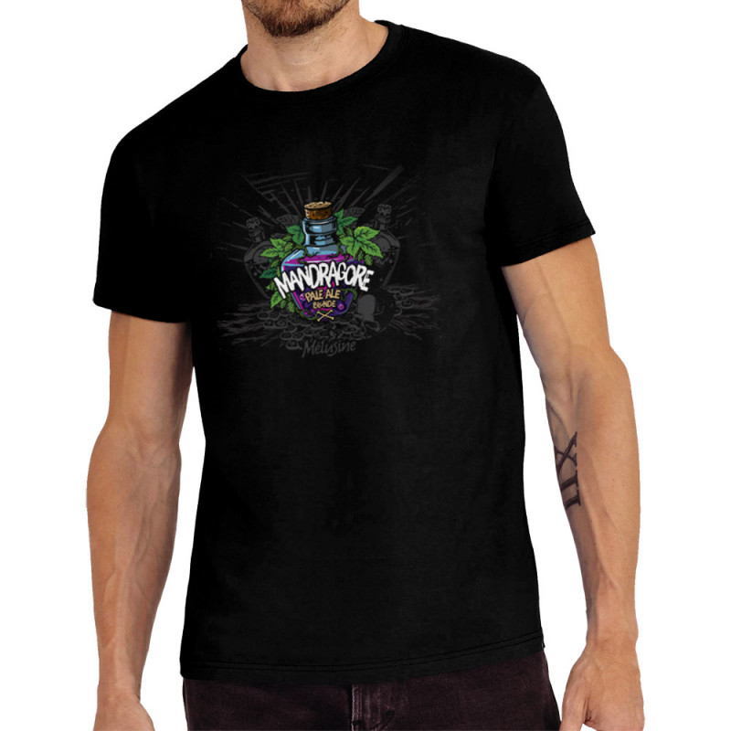 Tee-shirt homme noir Mandragore (Mélusine,Alcool)