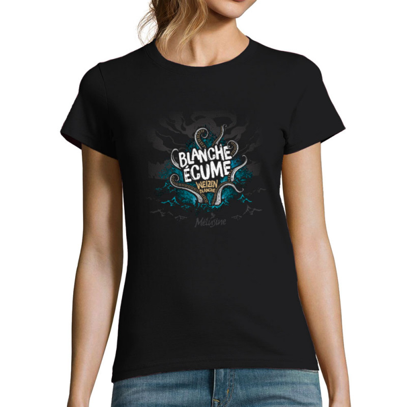 T-shirt femme noir Blanche Ecume (Mélusine,Alcool)