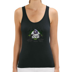 Débardeur femme coton bio noir Dame Blanche (Mélusine,Alcool)