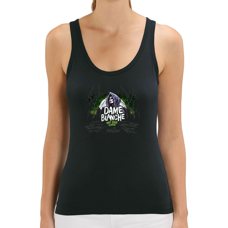 Débardeur femme coton bio noir Dame Blanche (Mélusine,Alcool)