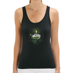 Débardeur femme coton bio noir Médusa (Mélusine,Alcool,Ethnique)