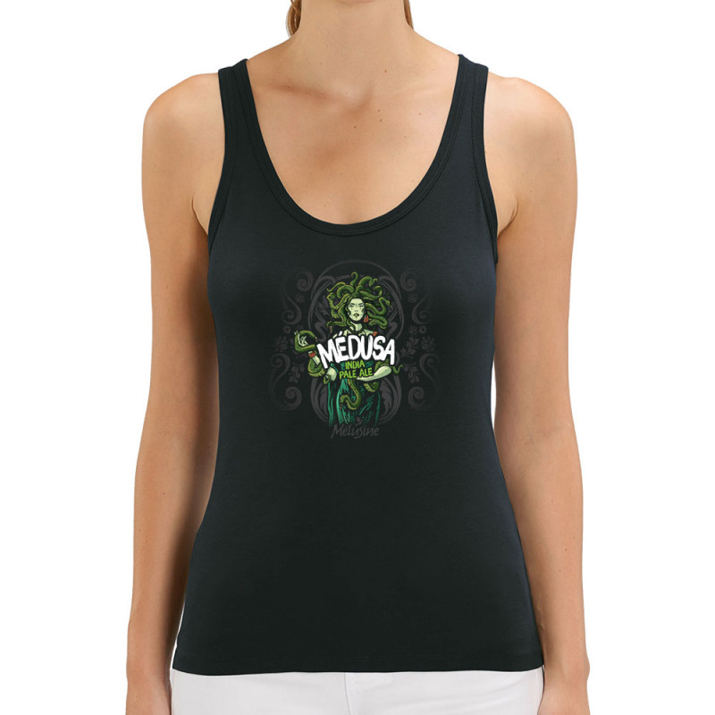 Débardeur femme coton bio noir Médusa (Mélusine,Alcool,Ethnique)
