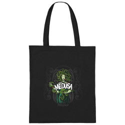 Sac shopping en toile noir Médusa (Mélusine,Alcool,Ethnique)