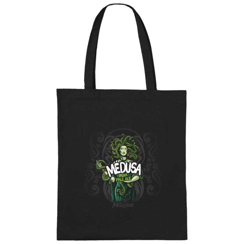 Sac shopping en toile noir Médusa (Mélusine,Alcool,Ethnique)