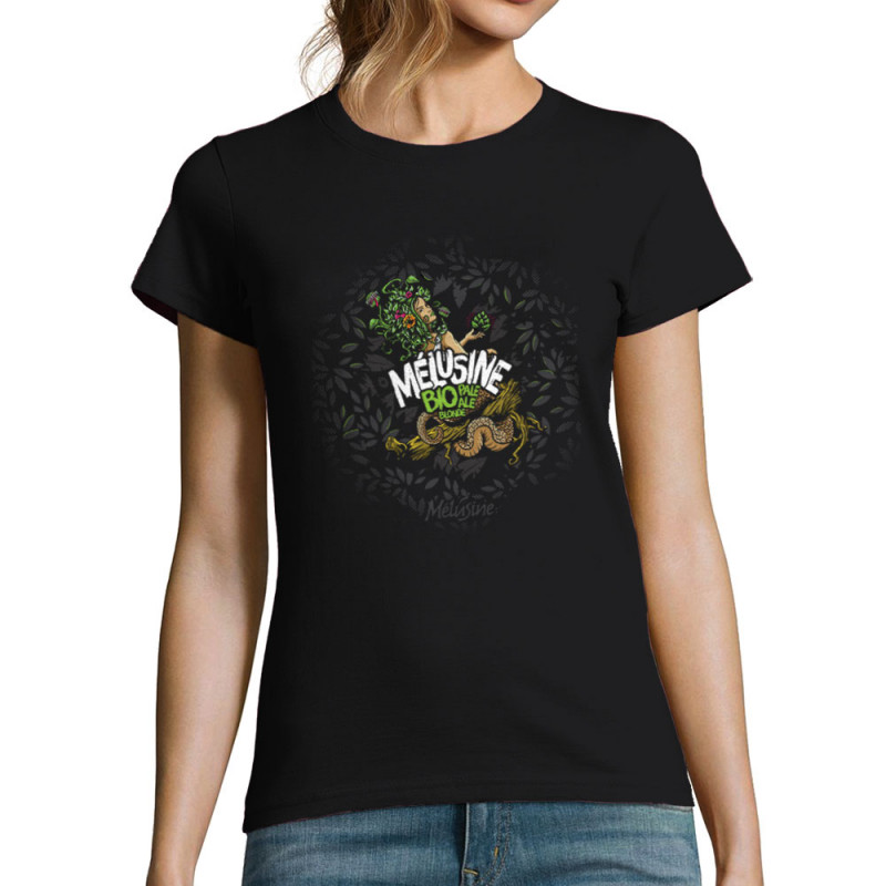 T-shirt femme noir Mélusine Bio (Mélusine,Alcool,Ethnique)