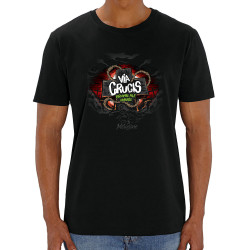 T-shirt homme coton bio noir Via Crucis (Mélusine,Alcool)