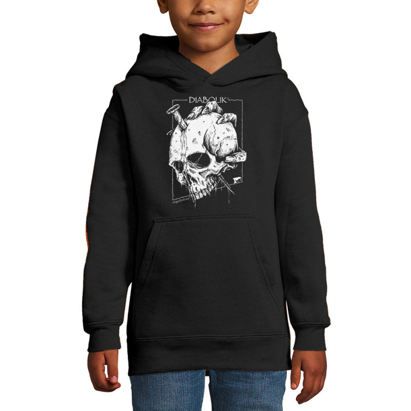 Sweat enfant à capuche noir Nailed Skull (Gondrax,Diabolik,Têtes de morts)