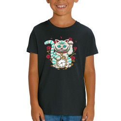 T-shirt enfant coton bio noir Lucky Alice Cat (Le Duc,Animaux,Chats)