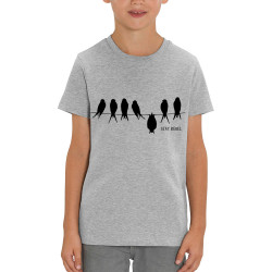 T-shirt enfant coton bio gris chiné Stay Rebel (Gondrax,Animaux,Humour,Stay)