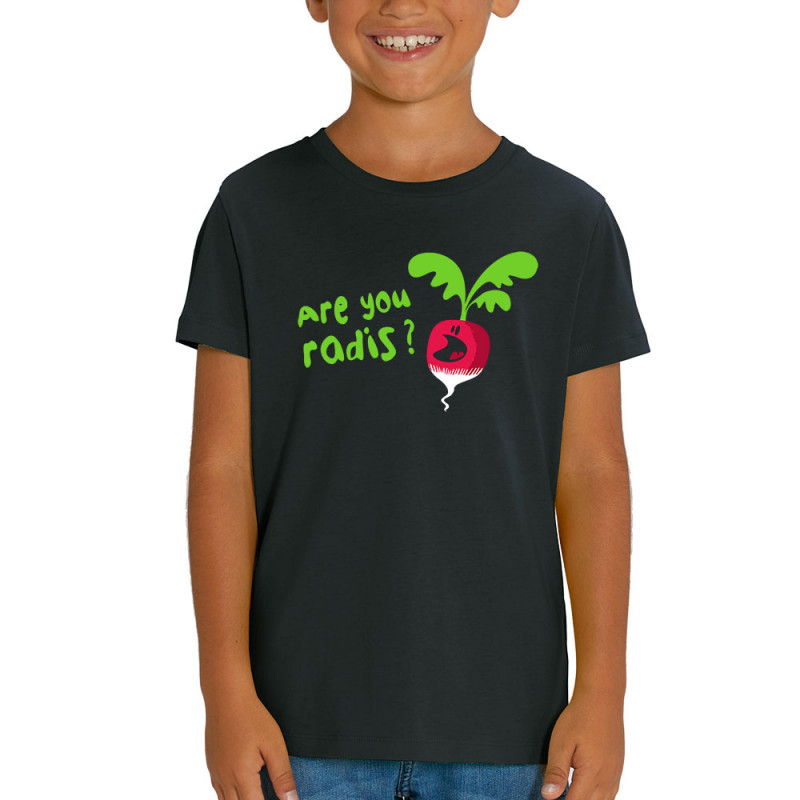 T-shirt enfant coton bio noir Are You Radis (Ted Boundy,Fruits & Légumes,Humour)