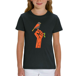 T-shirt enfant coton bio noir Résiste (Alex Kidd,Ecologie)