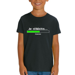 T-shirt enfant coton bio noir Je réfléchis Patientez (Gondrax,Jeux Vidéo / Geek,Humour,Des chiffres et des lettres,Devoirs de va