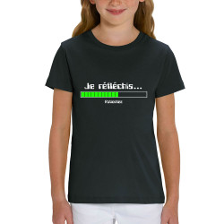 T-shirt enfant coton bio noir Je réfléchis Patientez (Gondrax,Jeux Vidéo / Geek,Humour,Des chiffres et des lettres,Devoirs de va