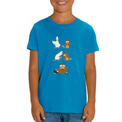 T-shirt enfant coton bio bleu azur Fusion (Pandaluna,Animaux,Humour,Manga Kawaï japan)