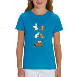 T-shirt enfant coton bio bleu azur Fusion (Pandaluna,Animaux,Humour,Manga Kawaï japan)