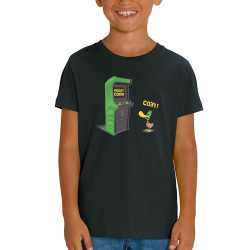 T-shirt enfant coton bio noir Insert Coins (Ted Boundy,Animaux,Humour,Jeux Vidéo / Geek)