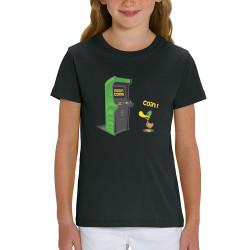 T-shirt enfant coton bio noir Insert Coins (Ted Boundy,Animaux,Humour,Jeux Vidéo / Geek)