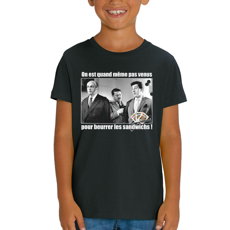 T-shirt enfant coton bio noir Tontons Flingueurs Beurrer les sandwichs (Films/Séries,Les Tontons Flingueurs)