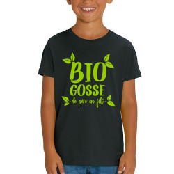 T-shirt enfant coton bio noir Bio gosse de père en fils (Zewa,Humour,Ecologie,Bébés)