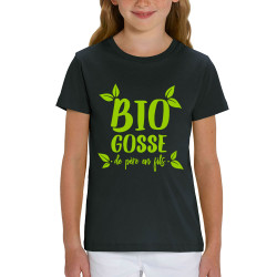 T-shirt enfant coton bio noir Bio gosse de père en fils (Zewa,Humour,Ecologie,Bébés)