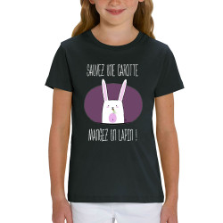 T-shirt enfant coton bio noir Sauvez une carotte (Gondrax,Animaux,Humour,Fruits & Légumes)