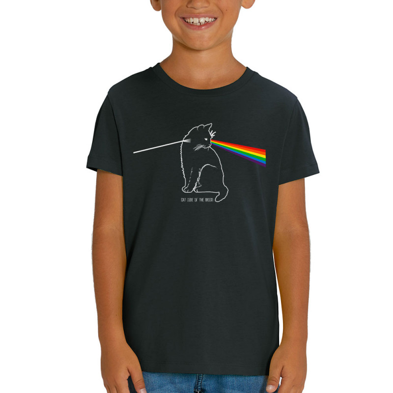 T-shirt enfant coton bio noir Cat Side of the Moon (Gondrax,Animaux,Humour,Chats)