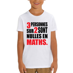 T-shirt enfant coton bio blanc 3 personnes sur 2 (Franck,Humour,Slogans Débiles,Des chiffres et des lettres,Devoirs de vacances)