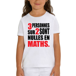 T-shirt enfant coton bio blanc 3 personnes sur 2 (Franck,Humour,Slogans Débiles,Des chiffres et des lettres,Devoirs de vacances)