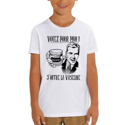 T-shirt enfant coton bio blanc Votez pour moi Vaseline (Gondrax,Slogans engagés,Elections)
