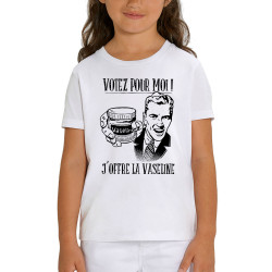 T-shirt enfant coton bio blanc Votez pour moi Vaseline (Gondrax,Slogans engagés,Elections)