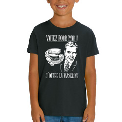 T-shirt enfant coton bio noir Votez pour moi Vaseline (Gondrax,Slogans engagés,Elections)