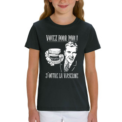 T-shirt enfant coton bio noir Votez pour moi Vaseline (Gondrax,Slogans engagés,Elections)