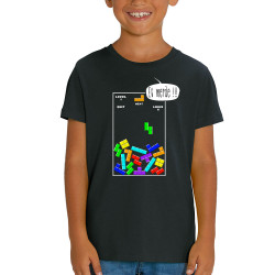 T-shirt enfant coton bio noir Tetris Et Merde (Franck,Humour,Jeux Vidéo / Geek)